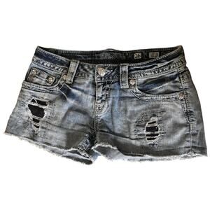 Miss Me Signature Shorts Light Blue Denim Distressed Shorts size 26